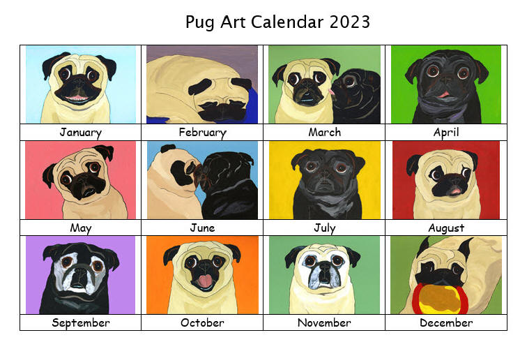 Pug Art Calendar 2023  Preview