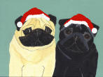 (HA10) Holiday Fawn & Black Pugs