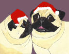 (HA19) - 2 Holiday Fawn Pugs