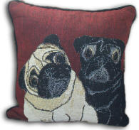 Fawn & Black Pugs Pillow