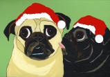 (HA69) Holiday Fawn and Black Pugs