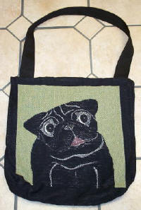 Black Pug side of Tote Bag