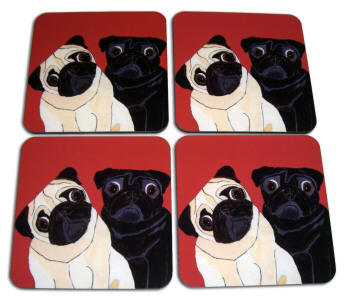 Coaster Set - Pug Design A25