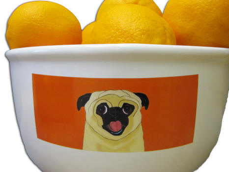 Ceramic Serving Bowl - Pug Design A68