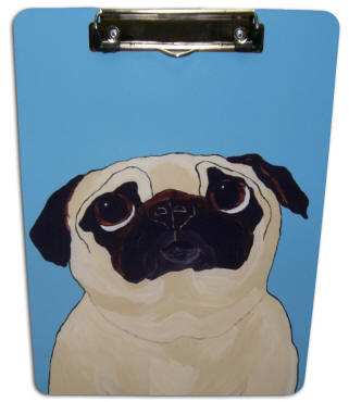 Front of Clipboard - Pug Design A60