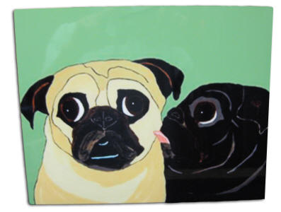 8 x 10 - No Frame Art - Easel attached - Pug Design - A69